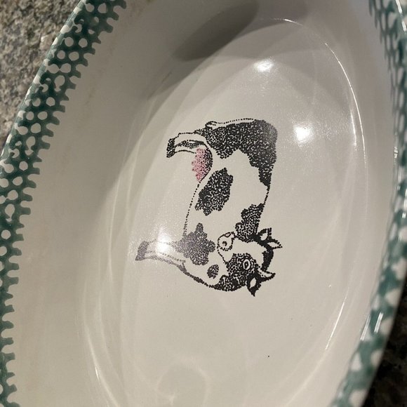 Vintage Teamson Oven Baking Casserole Dish Oval Bowl Cow Art Farm Country Decor - Picture 4 of 5